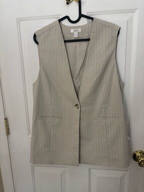 Nordstrom Cream Pinstripe Sleeveless Blazer Vest